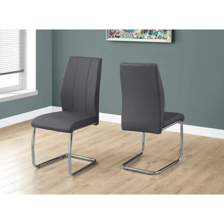 Chairs with Chrome Base (Set of 2) - Grey - Monarch