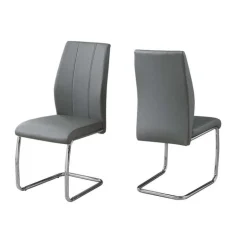 Chairs with Chrome Base (Set of 2) - Grey - Monarch