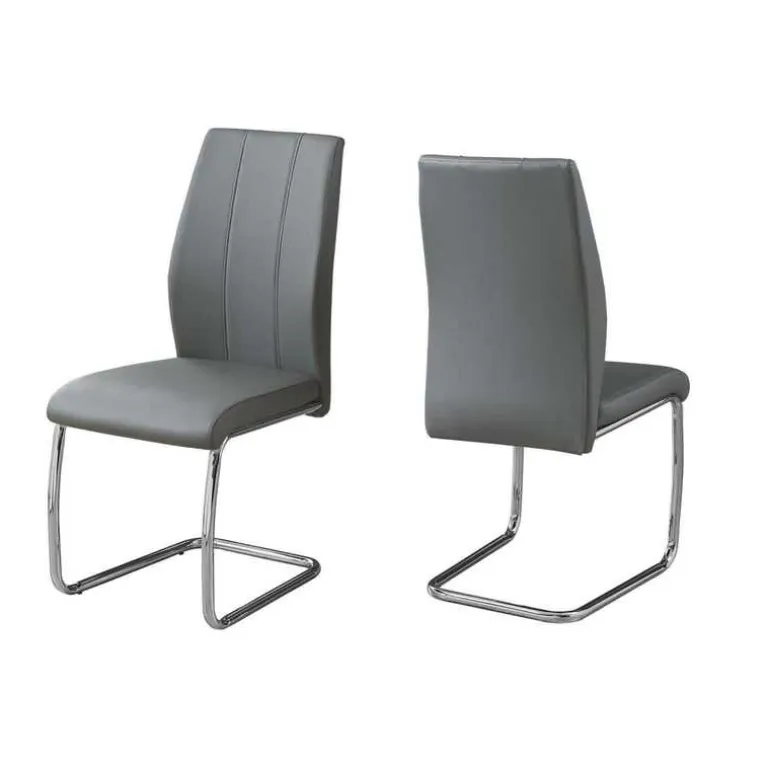 Chairs with Chrome Base (Set of 2) - Grey - Monarch