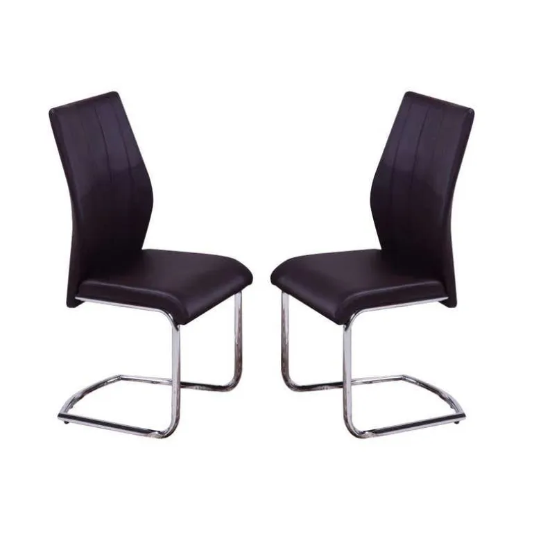 Chairs with Chrome Base (Set of 2) - Black