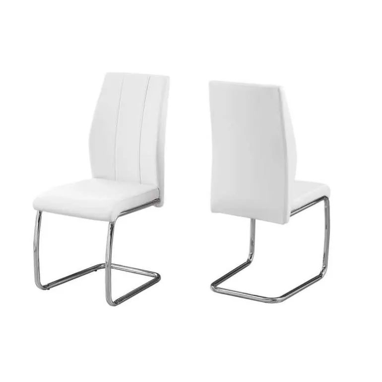 Chairs with Chrome Base (Set of 2) - White - Monarch