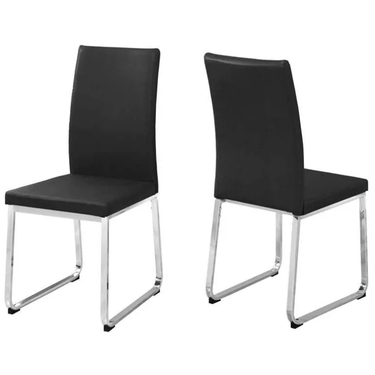 Chairs with Chrome Base (Set of 2) - Black - Monarch