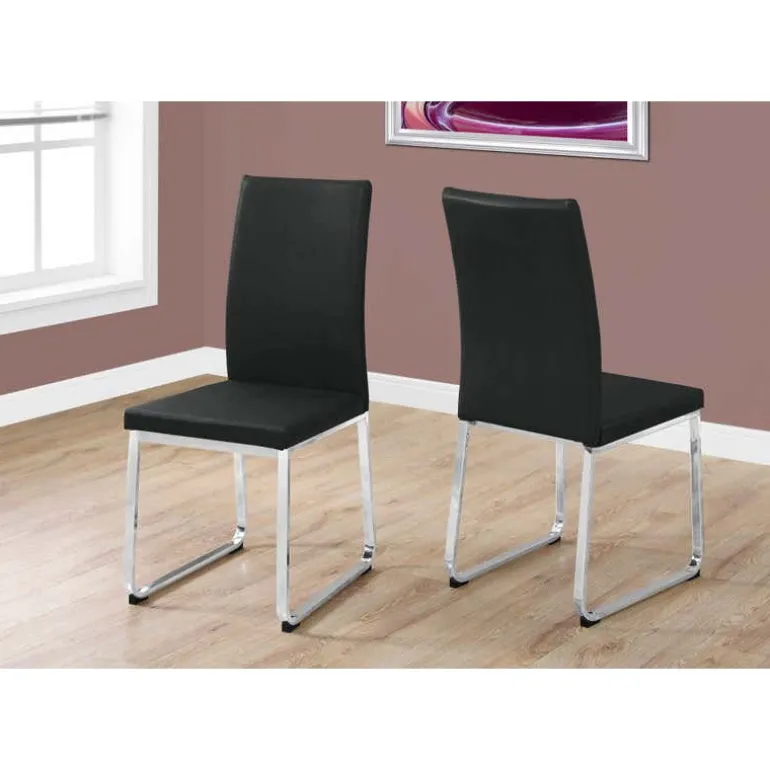 Chairs with Chrome Base (Set of 2) - Black - Monarch