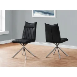 Chairs with Chrome Spider Legs (Set of 2) - Black - Monarch
