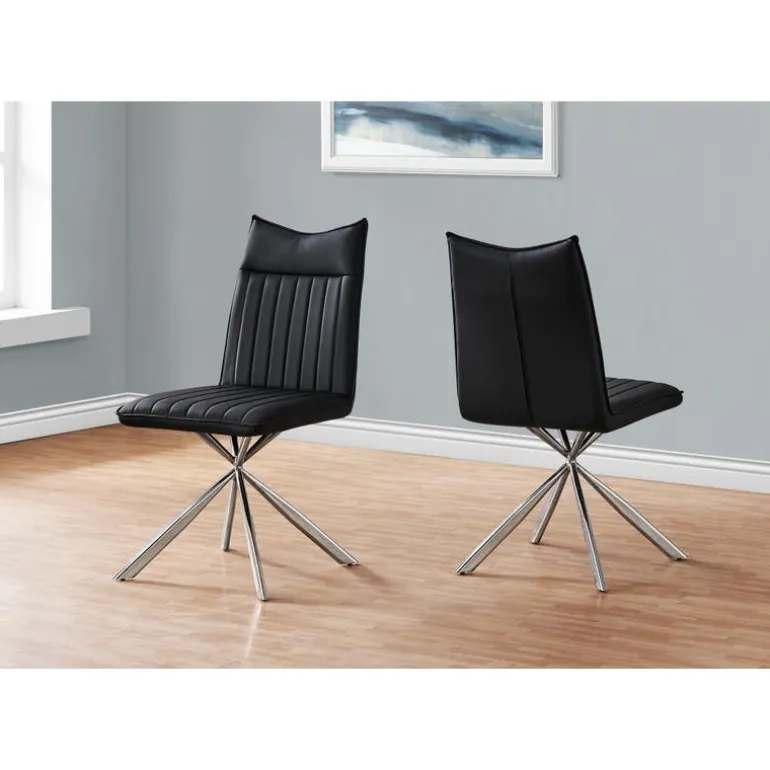 Chairs with Chrome Spider Legs (Set of 2) - Black - Monarch
