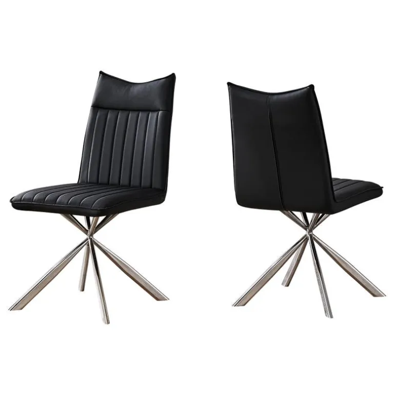 Chairs with Chrome Spider Legs (Set of 2) - Black - Monarch