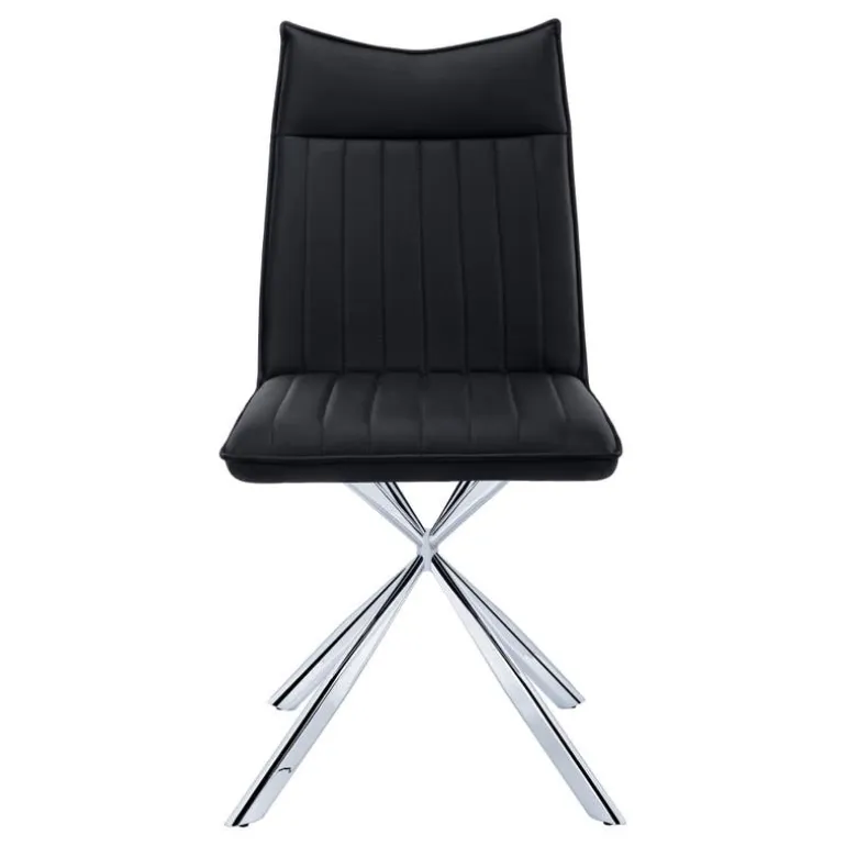 Chairs with Chrome Spider Legs (Set of 2) - Black - Monarch