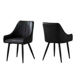 Chairs with Low Arms (Set of 2) - Black - Monarch