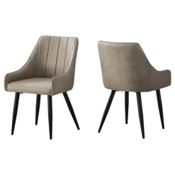 Chairs with Low Arms (Set of 2) - Taupe - Monarch
