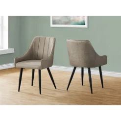 Chairs with Low Arms (Set of 2) - Taupe - Monarch
