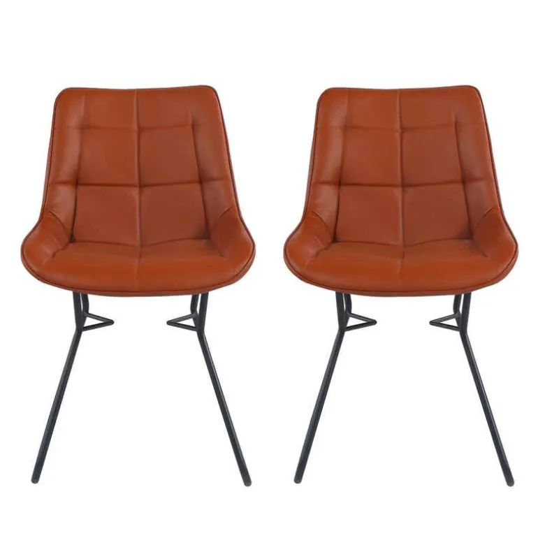 Chairs with Sleigh Legs (Set of 2) - Brown