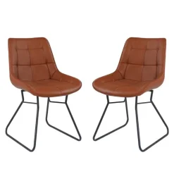 Chairs with Sleigh Legs (Set of 2) - Brown