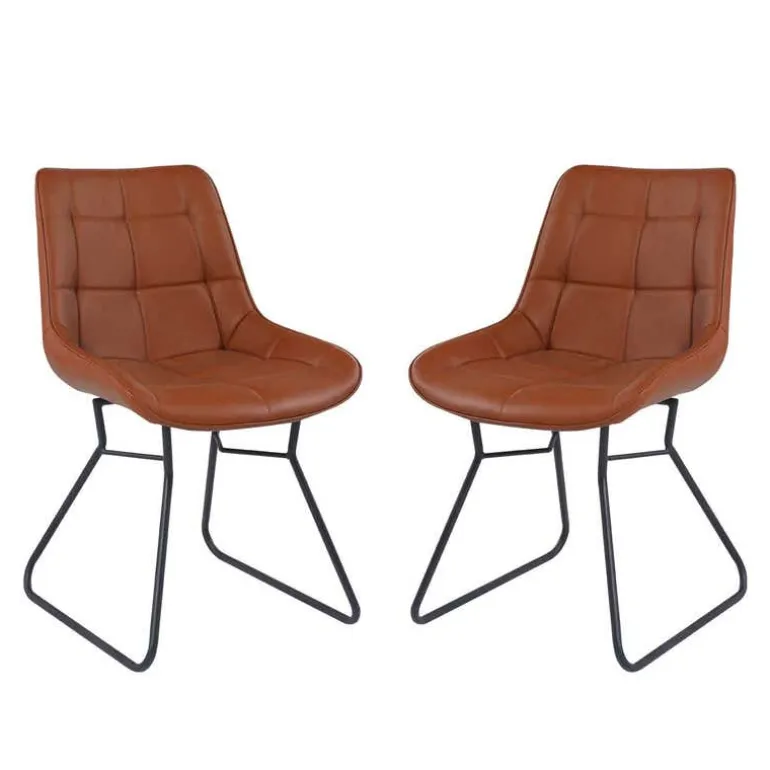 Chairs with Sleigh Legs (Set of 2) - Brown