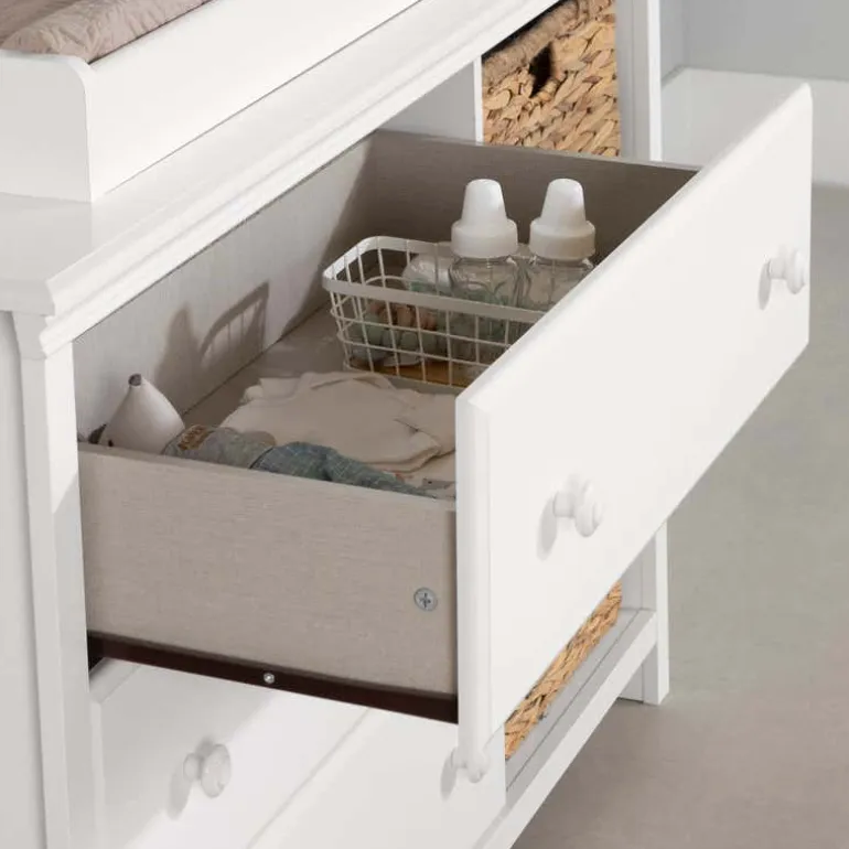 Changing Table with Removable Rim, Drawers and Open Storage - South Shore