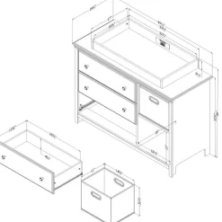 Changing Table with Removable Rim, Drawers and Open Storage - South Shore