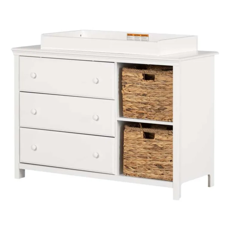 Changing Table with Removable Rim, Drawers and Open Storage - South Shore