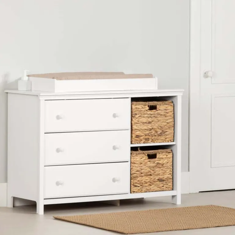 Changing Table with Removable Rim, Drawers and Open Storage - South Shore