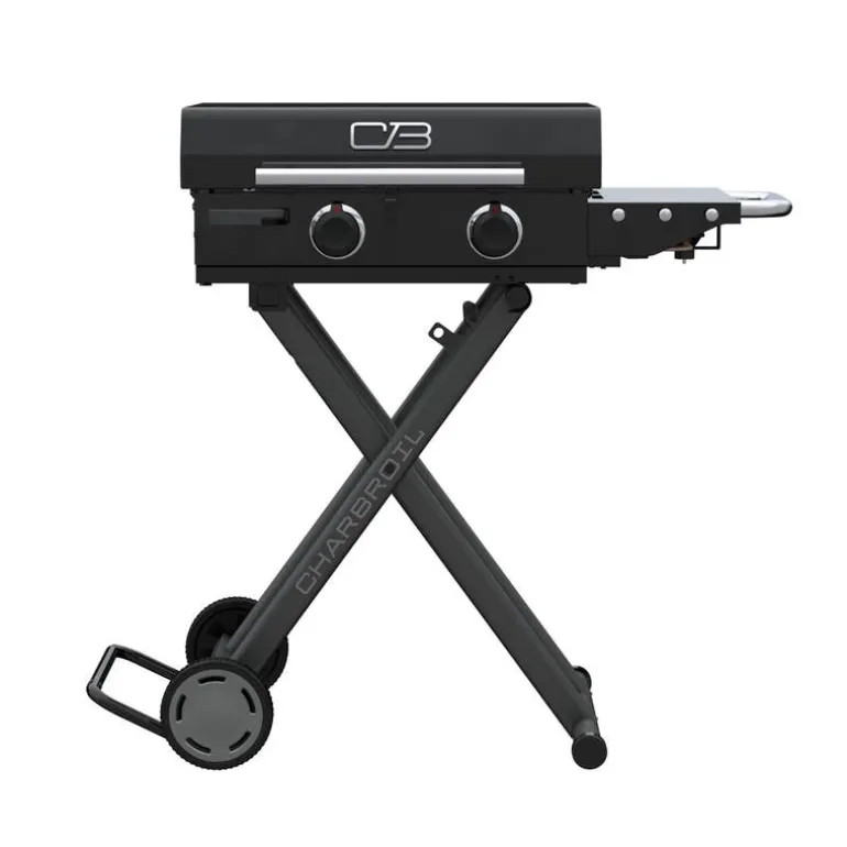 Charbroil 22 in Portable Propane Gas Griddle with Folding Cart and 2 Burners - 24 000 BTU