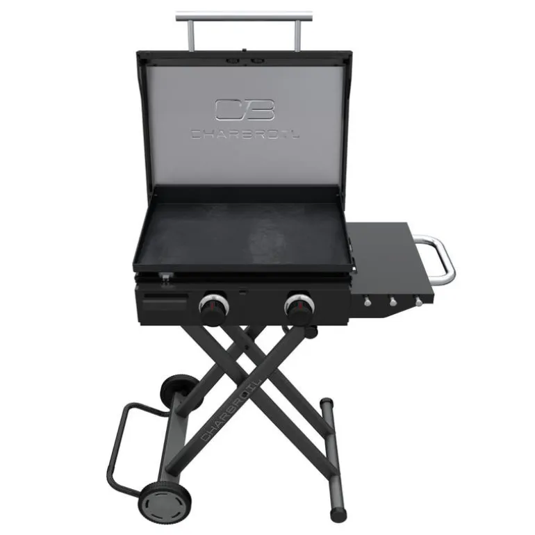 Charbroil 22 in Portable Propane Gas Griddle with Folding Cart and 2 Burners - 24 000 BTU