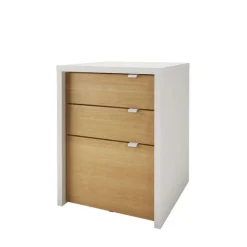 Chrono Filing Cabinet, 3-Drawer, White And Natural Maple - Nexera