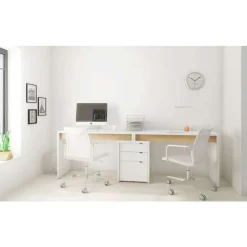 Chrono 3pcs Home Office Set, Natural Maple & White - Nexera