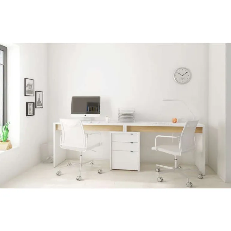 Chrono 3pcs Home Office Set, Natural Maple & White - Nexera