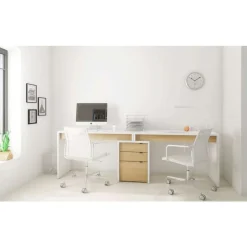 Chrono 3pcs Home Office Set, Natural Maple & White - Nexera