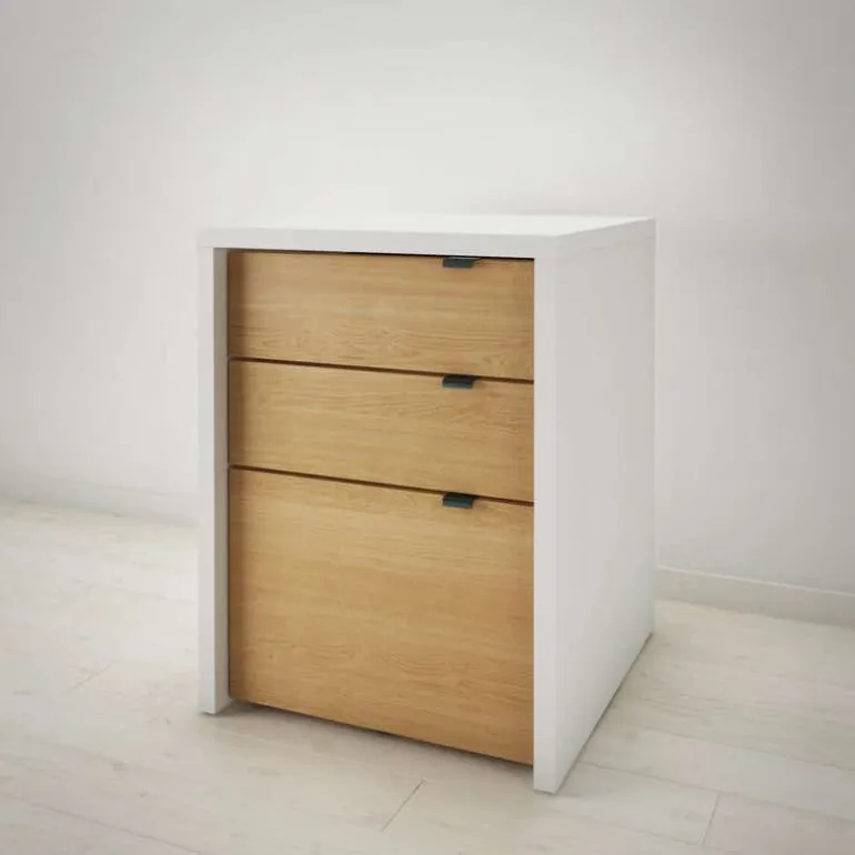 Chrono 3pcs Home Office Set, Natural Maple & White - Nexera