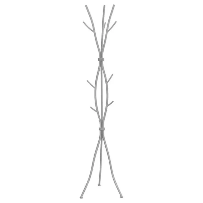 Coat rack - 8 hooks / branch shaped / contemporary hammered metal - 74"h - si