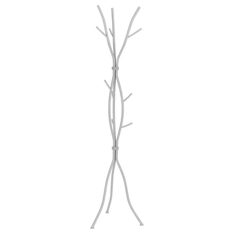 Coat rack - 8 hooks / branch shaped / contemporary hammered metal - 74"h - si