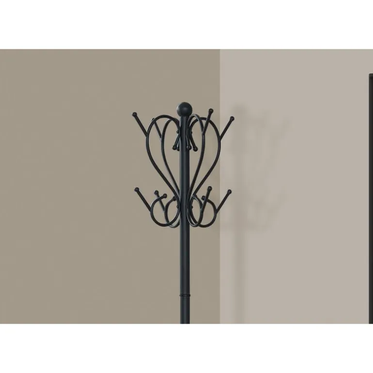 Coat rack - 71"h / black metal with an umbrella holder