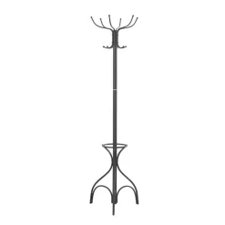 Coat rack - 70"h / black metal with an umbrella holder
