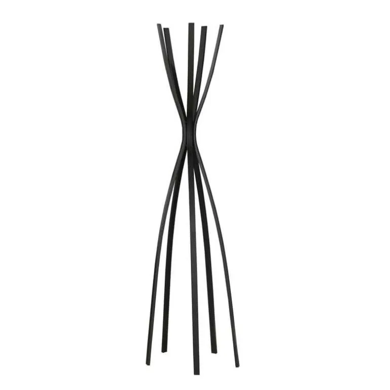Coat rack - 72"h / satin black metal contemporary style
