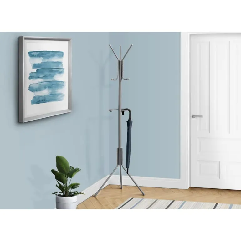 Coat rack - 68"h / silver metal