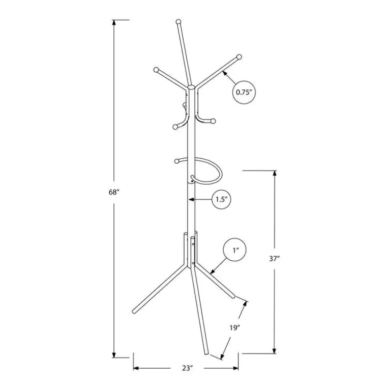 Coat rack - 68"h / silver metal