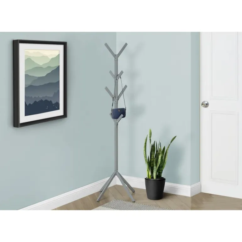Coat rack - 70"h / silver metal