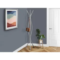 Coat rack - 72"h / silver metal contemporary style