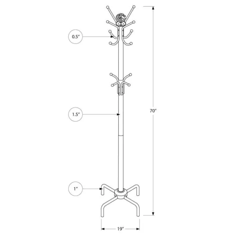 Coat rack - 70"h / silver metal