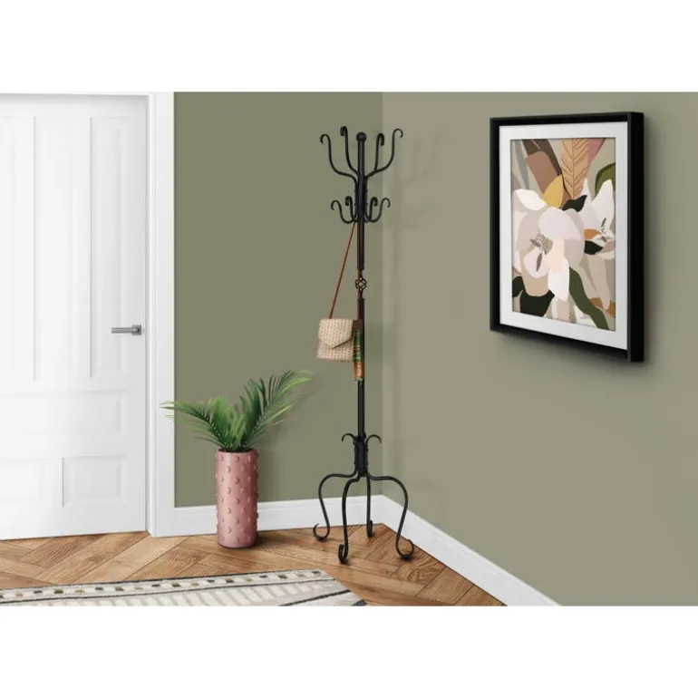 Coat rack - 74"h / traditional hammered black metal