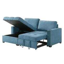 Compact Reversible Loveseat Bed with Storage - Blue