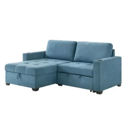 Compact Reversible Loveseat Bed with Storage - Blue