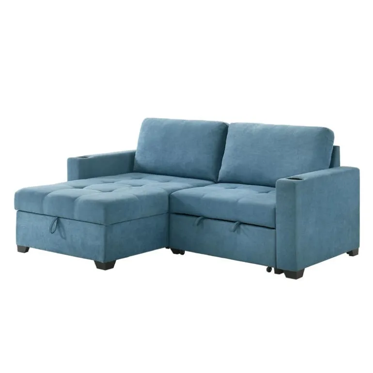 Compact Reversible Loveseat Bed with Storage - Blue