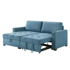 Compact Reversible Loveseat Bed with Storage - Blue