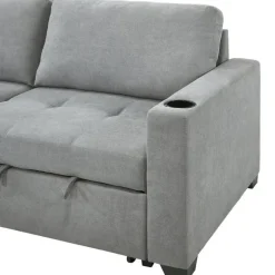 Compact Reversible Loveseat Bed with Storage - Grey