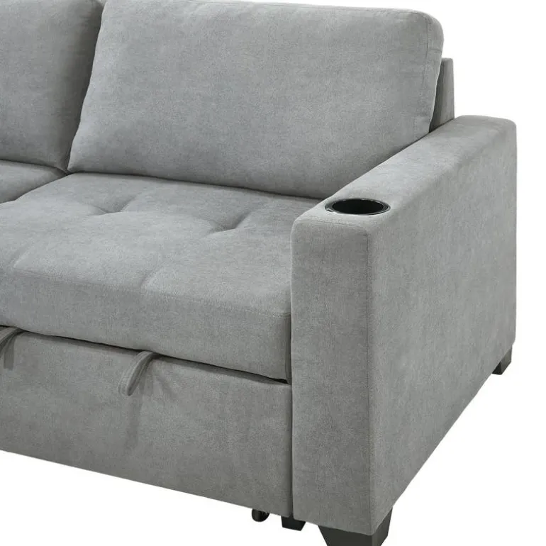 Compact Reversible Loveseat Bed with Storage - Grey