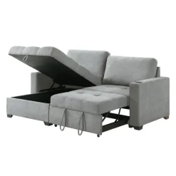 Compact Reversible Loveseat Bed with Storage - Grey