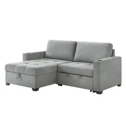 Compact Reversible Loveseat Bed with Storage - Grey