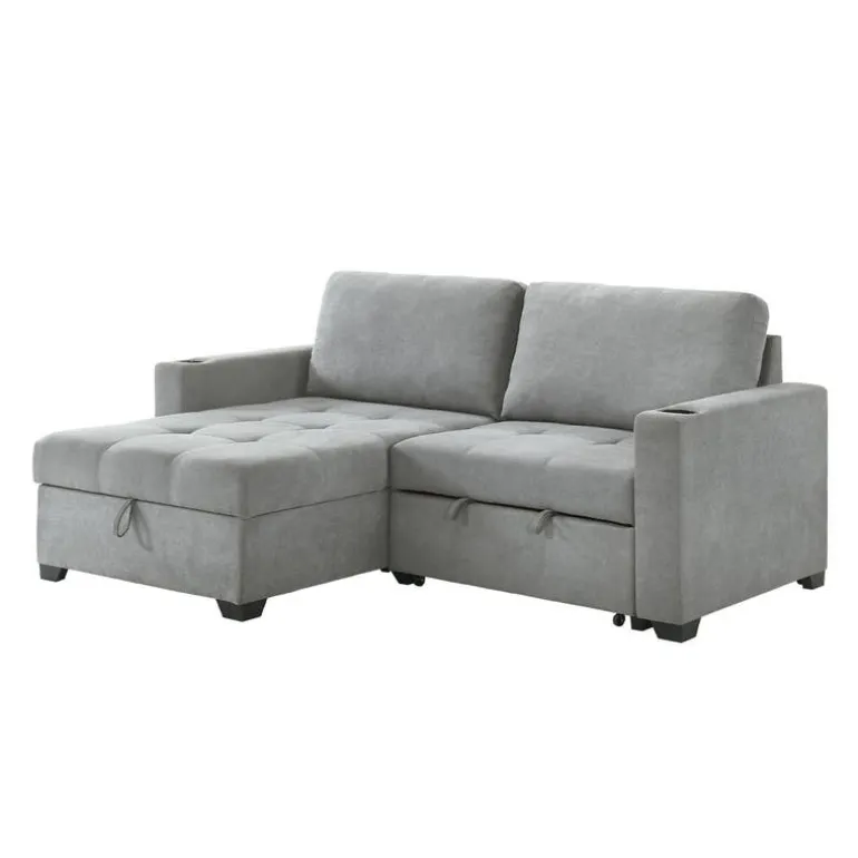 Compact Reversible Loveseat Bed with Storage - Grey