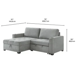 Compact Reversible Loveseat Bed with Storage - Grey