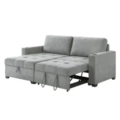Compact Reversible Loveseat Bed with Storage - Grey